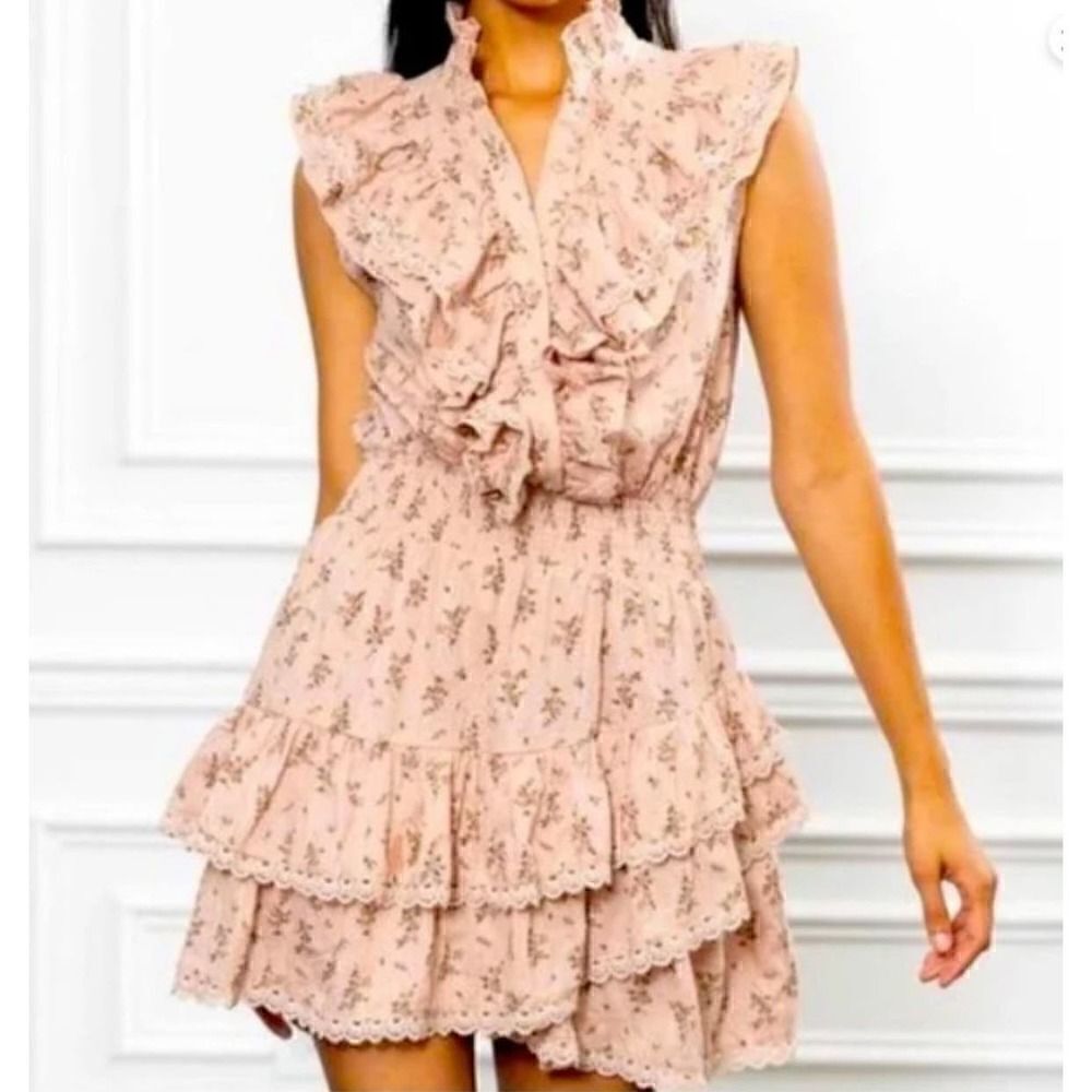 ROCHELLE BEHRENS The Sleeveless Ruffled Mini Shirt Dress Size XS